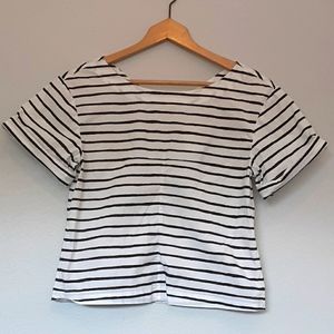 J. Crew Striped Boat Neck Crop Top